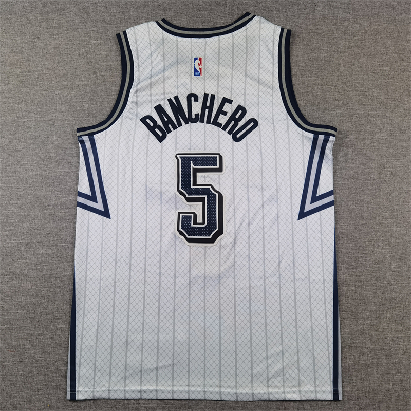 Men Orlando Magic #5 Banchero white 2024 2025 NBA jersey->orlando magic->NBA Jersey